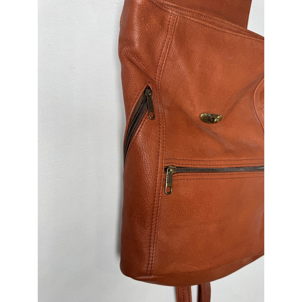 Vintage Argentina Leather Backpack Womens Small Brown Excellent Sling Bag - Picture 9 of 9